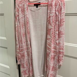 Pink Patterned Open-Front Women's Cardigan